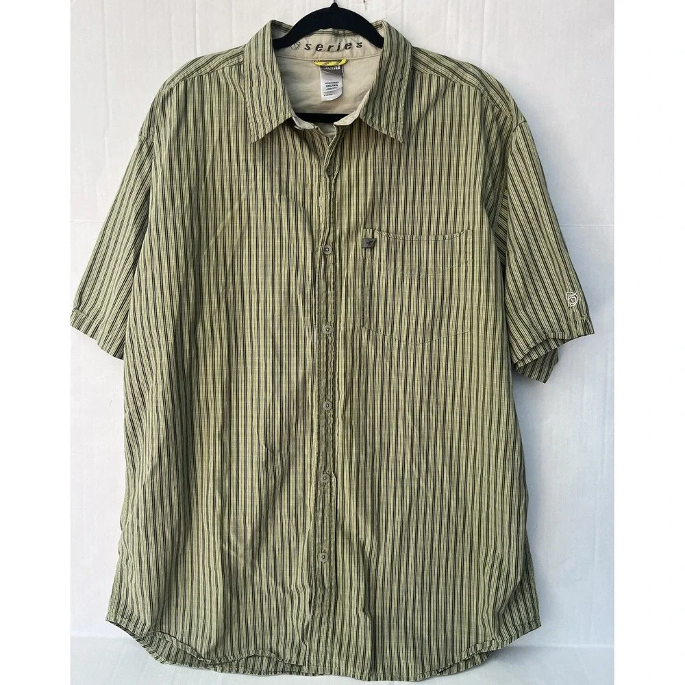 The North Face Shirt Mens 2XL Green Stripe Short Sleeve Button Up A5 Series - Picture 2 of 10